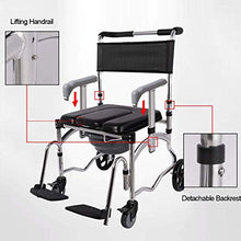 Sedia da Toilette con Ruote - Sedia da Trasporto per Doccia da Comodino Sedia da Bagno Pieghevole Portatile in Alluminio Impermeabile A