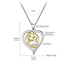 Collana In Argento Sterling, 925 Sterling Argento Mano Nella Mano Stile Moda Zircon Mom Cuore Collana Indipendente Pendente, Adatto Per La Festa Della Mamma, Regali Di Anniversario E Regali Di Comple