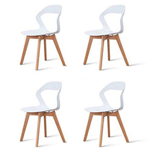 KunstDesign - Set di 4 sedie da pranzo con schienale cavo, in plastica, adatte per cucina, soggiorno, giardino, sedia per computer, caffetterie, colore: bianco