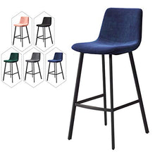 Sgabelli da Bar in Ferro battuto | Sedie da Bar, per bancone della Cucina, Sala da Pranzo, Bar, Pub con Schienale e Sedile in Velluto (Altezza Seduta: 65/75 cm)