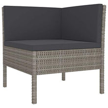 SKM Set Divani da Giardino 6 pz con Cuscini in Polyrattan Grigio (40kg) Grigio-6964