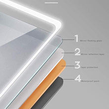 SGSG Specchio da toeletta Specchio a Figura Intera, Specchio da Bagno a LED Anti-Appannamento Specchio per Il Trucco a Parete Grande con Luce Orizzontale