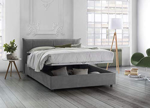 Talamo Italia Letto contenitore Matrimoniale Alice, Made in Italy, Letto con rivestimento in tessuto, Apertura frontale, adatto per materasso 160x190 cm, Grigio