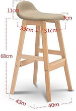 WZX Sgabelli da bancone da Cucina Sgabelli da Bar Set di 2 sedie in Legno massello Gambe controsoffitto in Pelle di Lino con Schienale Sedia Grande