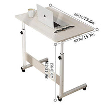 Tubo d'Acciaio Tavolino Pc con MDF Bianco,Altezza Regolabile, Ruote,Comodino Camera Design per Scrivere, Mangiare E Desktop, Superficie Regolabile