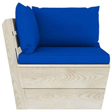 SKM Set Divani da Giardino su Pallet 9 pz con Cuscini Legno Abete (171.2kg) Blu-3670