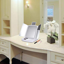Specchio illuminato, specchio cosmetico con luci a LED e trucco, regolabile touch screen illuminato specchio trucco tri-pieghevole tavolo da lavoro controsoffitto specchio cosmetico