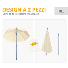Outsunny Ombrellone da Esterno, Giardino, Terrazza Portatile Φ220cm con Tettuccio Inclinabile in Poliestere Bianco Crema