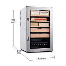 VIY Umidificatore per Sigari, Humidor con Ripiani in Legno di Cedro, 16-22°C, Touch Display Digitale, 38 Db, Illuminazione A LED, 70L, Nero
