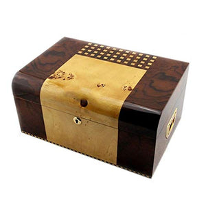 Humidor Mobiletto per Sigari Umidificatore per Sigari in Cedro Humidor per Sigari con Ghiera Termometro Lucchetto in Ottone Placcato Oro Manico Placcato Oro può Contenere 100 Sigari