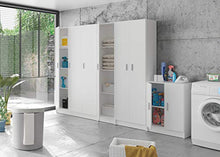 EGLEMTEK Cardinero Armadio Armadietto Multiuso A Colonna con 2 Ante e 4 Ripiani Ingresso Camera da Letto 59 x 37 x 180 Cm Colore Bianco