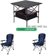 Tavolo da picnic all'aperto Piccolo campeggio portatile Black Pieghevole Tavolo da tre pezzi Tavolo e sedia Set Camping Barbecue all'aperto Tavolo da pranzo e sedia Doppio Oxford Panno Piscina Sedia p