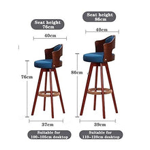 2 Pz Chair Bar Stool di legno solido Bar Stool Moderna Semplicità cotone e lino tessuto di spugna Cushion Cucina Chair Casa Sgabello Alto cuscinetto Peso 200 kg |Sedile Hight 68/78 centimetri