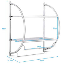 DREAMADE Portasciugamani da Parete per Il Bagno Mensola Scaffale a 2 Ripiani da Bagno 45x25,5x55cm