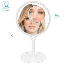 Navaris Specchio per Trucco a LED Touch - Specchio Cosmetico Illuminato da Tavolo con Specchietto Ingranditore x5 - per Make Up Pulizia Viso - Bianco