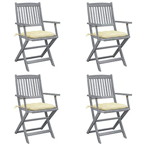 vidaXL Sedie da Giardino Pieghevoli 4pz con Cuscini in Massello Acacia