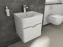 Aqua Bagno Set di mobili da bagno Piccolo, con mobiletto da bagno, in ceramica, 48 cm, colore: bianco
