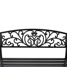 Panca da giardino per esterni, sedia da giardino con schienale con motivo poltrona da giardino a telaio metallico, per cortile e terrazzo, 127 x 60 x 85 cm, capacità di 2 persone.