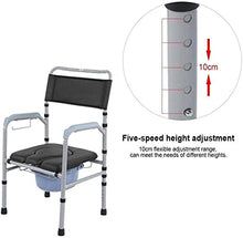 zvcv Utile Comodino Pieghevole Sedia da Toilette Sedia da Bagno Niture Anziani con braccioli e Sedile Imbottito, tavolino Regolabile in Altezza