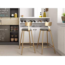 LLT Pratico Sgabello da bar sgabello da cucina Sgabello Caffè Ristorante Ferro battuto seggiolone schienale Design - Cuscino Grey,78 cm,78 cm