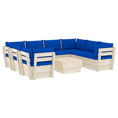 FAMIROSA Set Divani da Giardino su Pallet 9 pz con Cuscini Legno Abete-3610