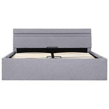 Tidyard Letto Idraulico Contenitore LED Grigio Chiaro Tessuto 140x200cm,Camera da Letto, Camera degli Ospiti o dormitorio