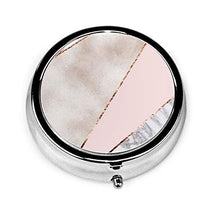 Spliced - Contenitore rotondo per pillole in marmo oro rosa con 3 scomparti in metallo, per medicina e vitamine, per viaggi all'aperto