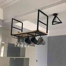 LDM Portabottiglie per Vino, portabottiglie per Vino in Legno Montato a soffitto a Parete Portabottiglie per calici Organizer (Dimensioni: 80 * 30 * 50 cm)