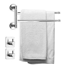 GUJIN Portasciugamani,180° Rotazione 304 Acciaio Inox Due Bracci Portasciugamani da Parete 35 cm per Cucina, Bagno, WC