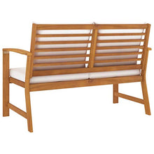 vidaXL - Panca da giardino in legno di acacia massiccio, 120 cm, con cuscino bianco crema