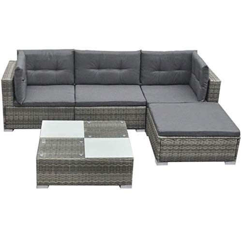 vidaXL Set Divani da Giardino Modulare 12 pz Polyrattan Grigio Sofa Esterni