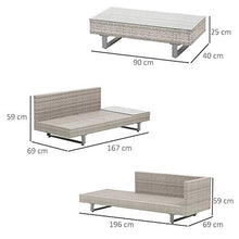 Outsunny Salotto da Giardino, Set Divani da Esterno con Tavolino da Giardino, Mobili da Giardino in Rattan Grigio