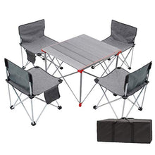 N/Z Daily Equipment Folding Table Adjustable Height Lightweight Portable Camping Table Bearing 200 kg 4 Chairs with Storage Bag for Barbecue Camp Beach Backyards Lake BBQ Party
