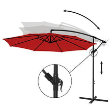 SONGMICS Ombrellone da Giardino Decentrato con Base, Ombrellone da Terrazzo Ø 3 m, Manovella per Apertura e Chiusura, Parasole con Protezione UPF50+, Giardino Terrazzo Cortile, Rosso GPU016R01
