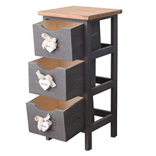 Rebecca Mobili Comodino grigio, cassettiera montata, 3 cassetti, stile shabby, per camera bagno, legno di paulownia - Misure: 56 x 25 x 25 cm (HxLxP) - Art. RE4559