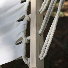LHAHGLY Amaca Doppia con Supporto in Legno Boho Style Canvas Bianca con Pizzo Nappa, Anti-Rollover per Spiaggia Camping da Esterno Giardino Interno - Carico 440 libbre Support hamac Bois