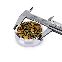William Morris Citrus On Black Round - Contenitore per pillole con 3 scomparti, in metallo, per medicina e vitamine, per viaggi all'aperto