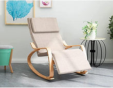 CDFC Beige Comodo Rocker in Legno Relax Sedia a Dondolo Sedia reclinabile con braccioli e poggiapiedi reclinabili Regolabili reclinabili Adulto Pieghevole Pausa Pranzo a Dondolo Sedia a