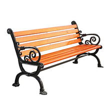 Panchina all'aperto Panca da giardino con terrazza, Con braccioli e schienale Panchine portico confortevoli, Legno massiccio anticorrosivo e ghisa, Può ospitare 2-3 persone, Capacità di carico 880 l
