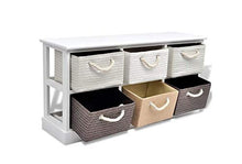 Mobile Contenitore Soggiorno Basso,6 Cassetti Credenza Bassa Soggiorno in Legno di Paulownia + Compensato Mobile Contenitore Decape Bianco Beige Grigio Marrone 95 x 28 x 47 cm
