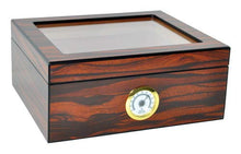 Eitida - Portasigarette da 25 a 50 sigarette con schermo superiore in vetro temperato in legno di cedro spagnolo Handcraft con igrometro e umidificatore integrato Macassar