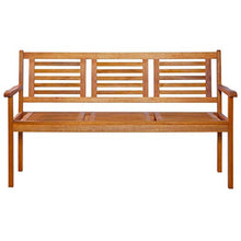 Panca da giardino in eucalipto a 3 posti, seduta in legno massiccio da 1,5 m, resistente alle intemperie, con finitura ad olio