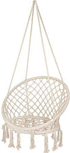 Poltrona Sospesa Gypsy, Altalena Robusta e Resistente, Adatta per Interni ed Esterni, Appendibile, Lavorata a maglia, Corda in Cotone con Romantiche Frange, Portata 120 Kg