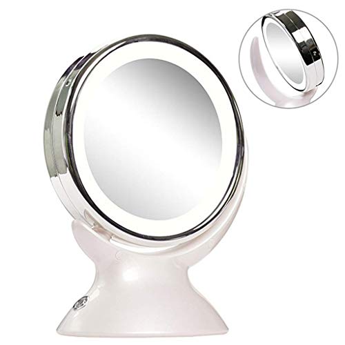 Aggiornamento 2019 Versione 5X Specchio ingranditore per trucco con luci, ingrandimento cosmetico portatile illuminato a LED Specchi luminosi per casa da tavolo Bagno Doccia Specchi da barba da viaggi