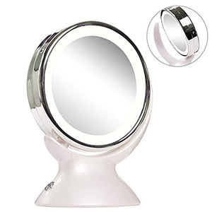 Aggiornamento 2019 Versione 5X Specchio ingranditore per trucco con luci, ingrandimento cosmetico portatile illuminato a LED Specchi luminosi per casa da tavolo Bagno Doccia Specchi da barba da viaggi