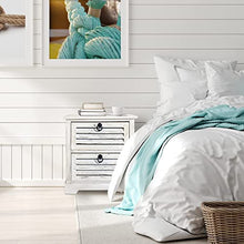Rebecca Mobili Comodino Montato Bianco, cassettiera 2 cassetti, Legno Paulownia, Vintage Shabby Chic, da Camera Ingresso Bagno - Misure: 45 x 42 x 29 cm (HxLxP) - Art. RE4571
