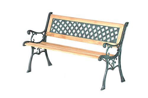 Import Panchina da Giardino in Legno e ghisa Panca per Esterni con braccioli