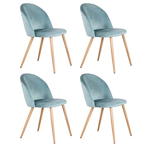 SYN-GUGAI Arredamento Set di 4 Sedie da Pranzo con Morbido Velluto E Gambe in Legno, Completo per Cucina, Sala da Pranzo, Soggiorno, Salotto (Rosa/Verde/Blu/Grigio) (Color : Green)