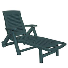 KJGHJ - Sdraio da giardino con poggiapiedi in plastica, pieghevole, con 2 ruote, colore: Verde