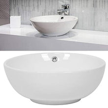 Ejoyous Lavabo da Appoggio,con Fori di drenaggio per bagni di Famiglia WC Cucine Hotel 44x16.5 cm,Bagno Rotondo in Ceramica lavabo da appoggio Lavandino lavello in Ceramica Bianco